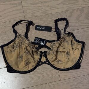 Black and Tan Embroidered Lounge “Catherine” Bra - 34I